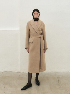 RTW CASHMERE PEAKED COLLAR LONG COAT_3COLORS