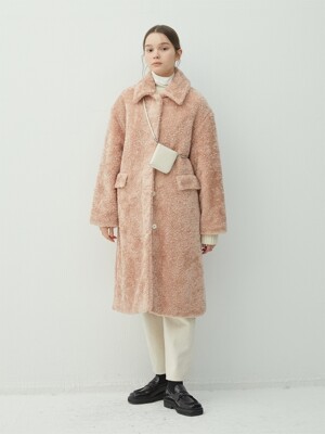 PEACH shearling effect maccoat(HJ047)