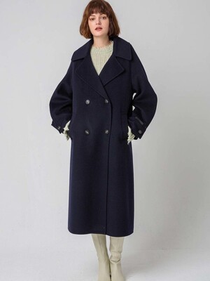 volume sleeve wool double coat(premium line)_NAVY
