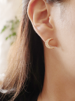 Pave Moon Earrings