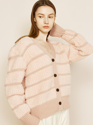 Recycle Boucle Knit Cardigan Pink