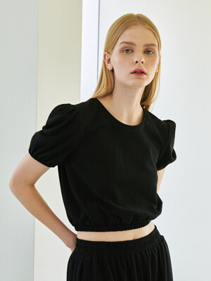 Puff Sleeve T-Shirt - Black