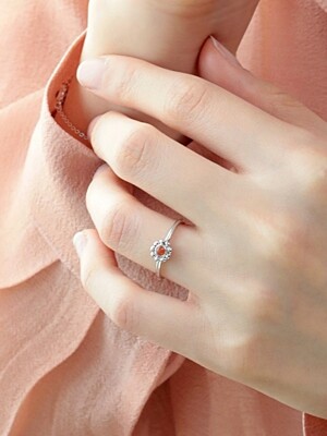 파이어오팔 플라워반지Fire opal flower ring