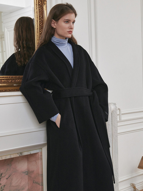 아우터 - 누브 (Nouve) - Cashmere-blend Handmade Maxi Coat - Black