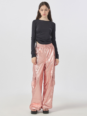 [22FW] Metallic Cargo Padding Pants - Peach