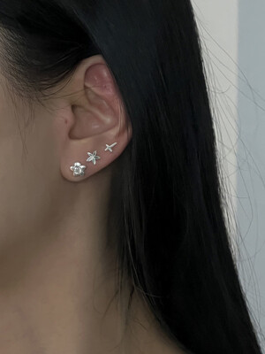 [925silver] Flower stone earring(2color)