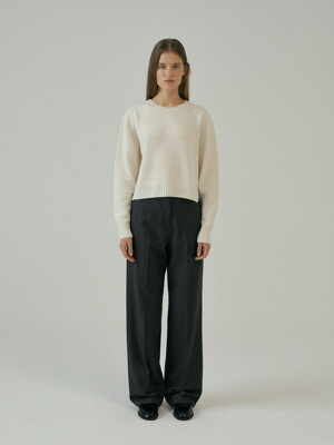 FLAP STRAIGHT WOOL PANTS (2COLORS)