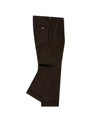 22FW Wool soft adjust 2Pleats Easy Trousers (Brown)