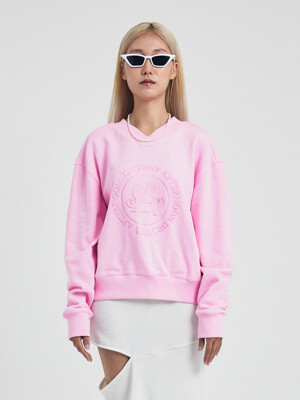 Square neck Logo Sweatshirt Pink