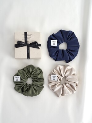 High density 100% silk scrunchie (3colors)