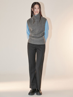 Signature Back Point Turtleneck Knit Vest  Grey (KE2X5UM013)