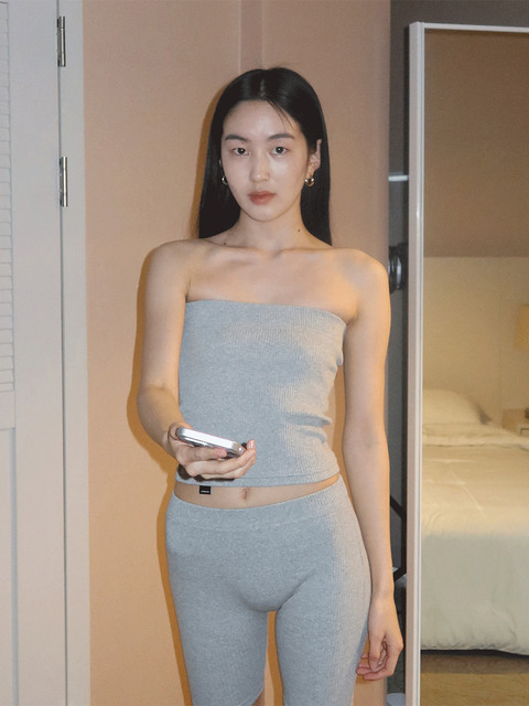 티셔츠 - 플리즈프로젝트    (PLZPROJECT) - COLOR TUBE TOP, GRAY