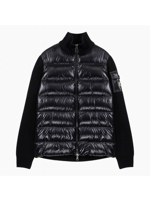 럭셔리어패럴 - 몽클레어 (MONCLER) - 23SS 몽클레어 로고 패치 TRICOT 블랙 여성 패딩 가디건 9B00026 M1131 999