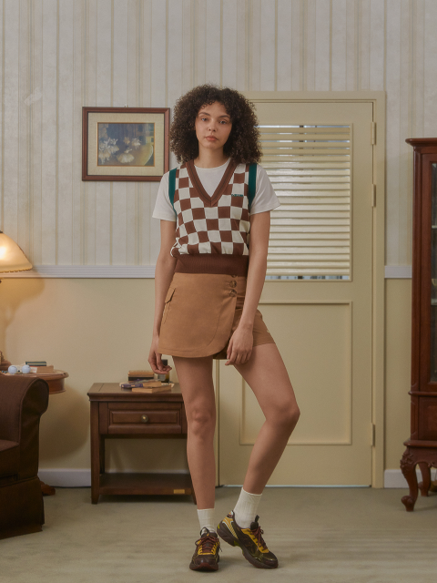 골프 - 카렘 (carem) - WOMAN CLUBHOUSE BLOCK VEST KNIT BROWN