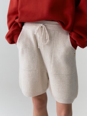 alpaca wool knit shorts - oatmeal