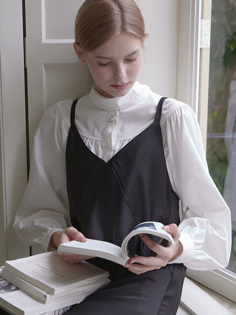블라우스 - 논로컬 (NONLOCAL) - Reversible Bow Tie Blouse - Ivory