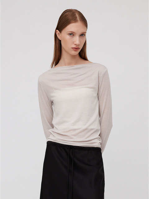 티셔츠 - 하베크 (HAVEC) - Long sleeve layered t shirts / Lilac grey