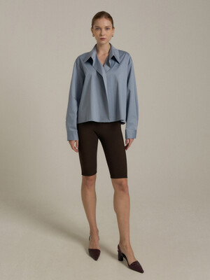 ONE BUTTON CROP SHIRT (DEEP BLUE)