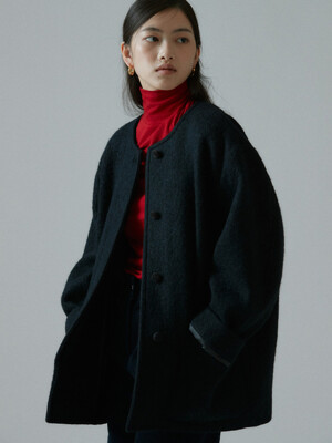 Oversized Half Coat-navy