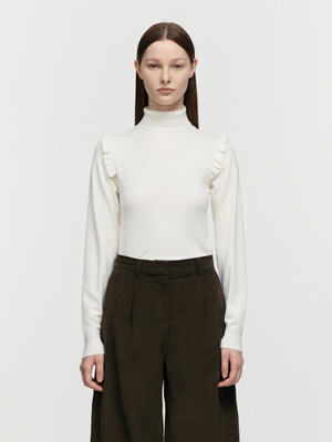 TURTLE NECK FRILL TOP (IVORY)