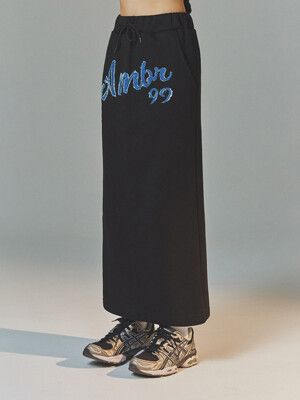 Denim AMBLER Straight Long Skirt ASK302 (Black)