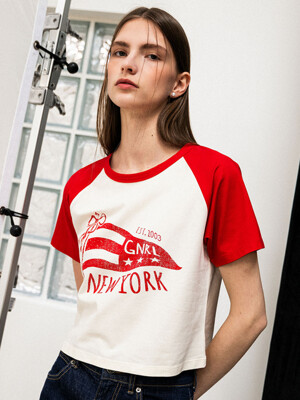 뉴욕 래글런 반팔 티셔츠 [RED] / WBD1L01514