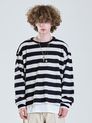 BULKY STRIPE KNIT BLACK