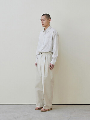 Two-Tuck Wide Chino Pants (Light Beige)