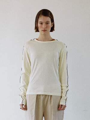 LINE POINTED LONGSLEEVE TS PALE YELLOW