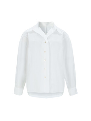 24SS 100%Cotton Open Collar Shirt - White