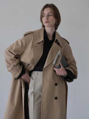 Classic Oversized Trench Coat (Beige)