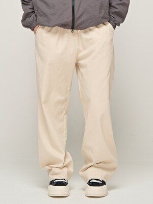 CB COTTON TWILL WIDE BANDING PANTS (IVORY)