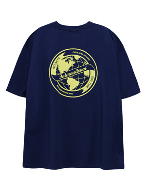 트래블 시티 EARTH 그래픽 반팔 티셔츠 NAVY