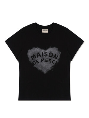 우먼즈 베이직 솜사탕 하트 로고 반소매 티셔츠 블랙(FCE2TS205W)