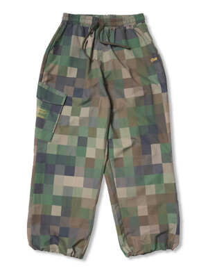 Square Camouflage Super Wide Jogger Pants Green