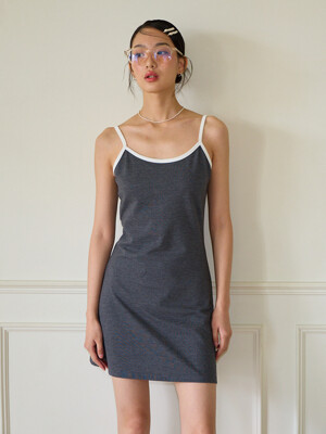 Basic Pique Slip Dress_ Gray