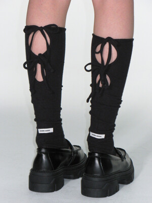 KNIT RIBBON LEG WARMERS_BLACK