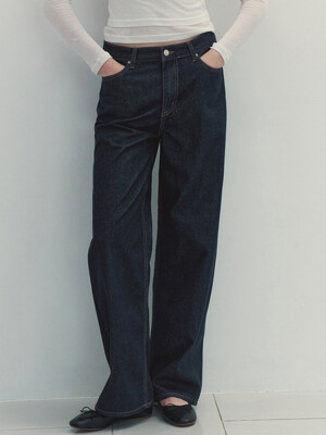 Over Wide Nonfade Denim Pants (Indigo Blue)