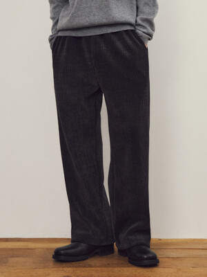 Flannel Fleece Corduroy Pants BLACK