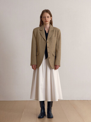 Classic Herringbone wool jacket (Beige)