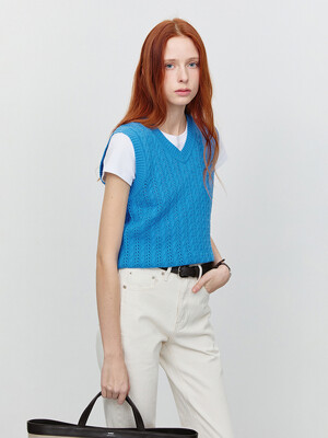 UNISEX CROCHET KNIT VEST BLUE_UDSW5A101B2