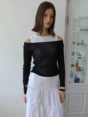 Sheer Long Sleeve T Black