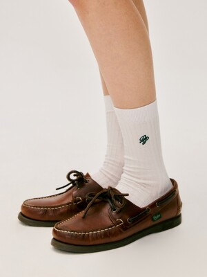 mercerized cotton logo socks - ivory