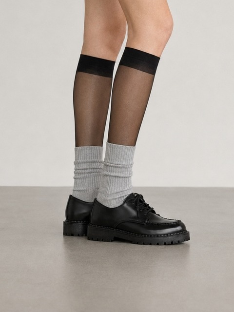 아우프트릿 Wild Stitch Derby Shoes (TSS A901) - BLACK