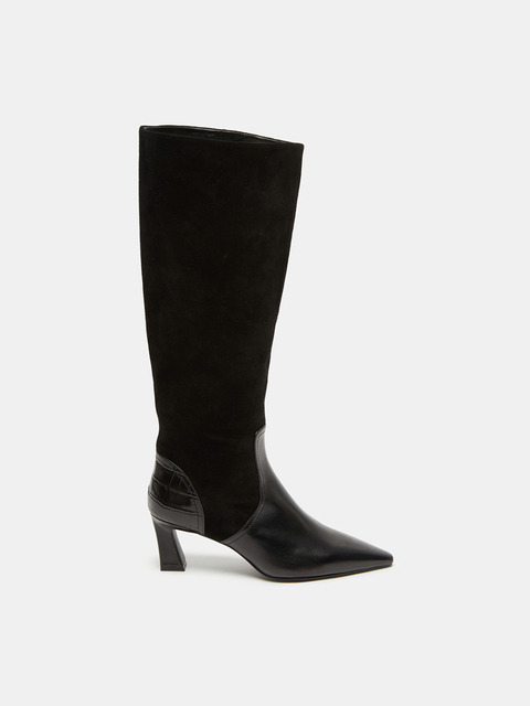 슈콤마보니 Suede leather combo long boots(black)_DG3BW26501BLK