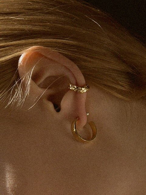 Erratic melt ear-cuff+Slick simple earring SET