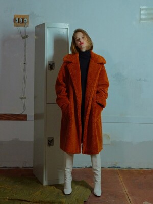 Outpocket teddy coat 002 Orange