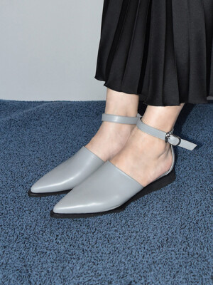 Feminine Strap Flat Shoes Gray