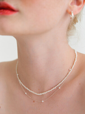 [SET] merry pearl layered necklace (Silver 925)
