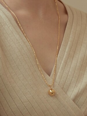 silver925 big ball long necklace-gold